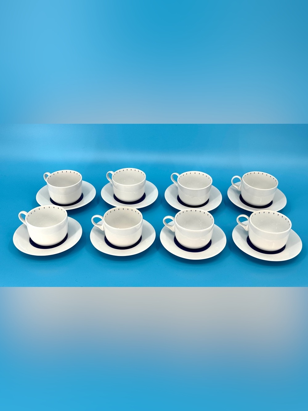 Dansk Ditto White Porcelain Tea Cup and Saucer Set (8)